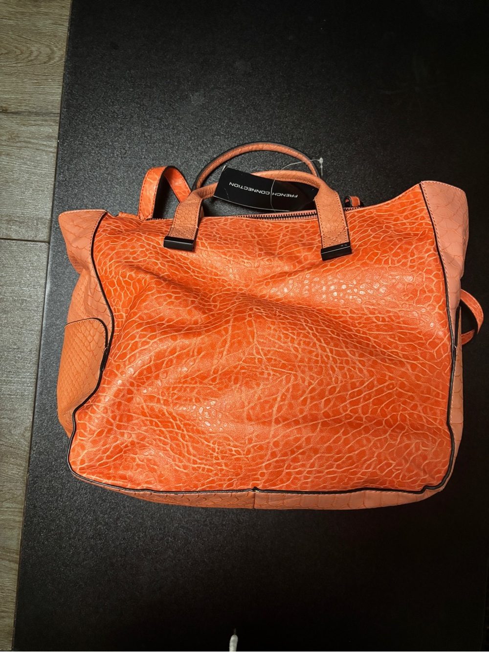 Women's Orange Textured Tote Bag